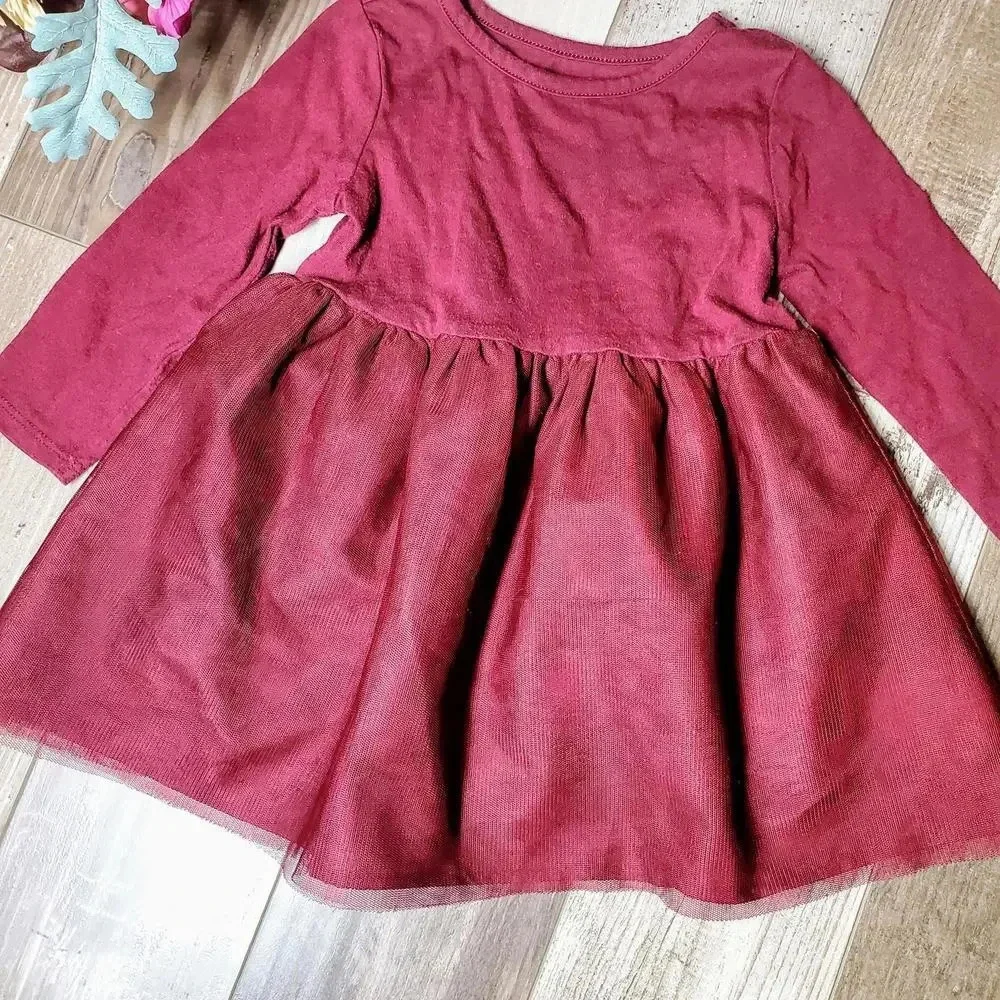 Old Navy Baby Toddler Girl Burgundy Dress Tulle Skirt 2T